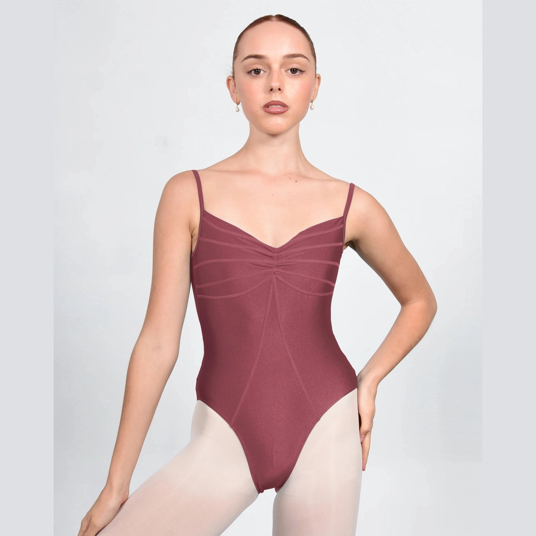 Ariel Super High Cut Gloss Camisole Leotard - Rose Gold