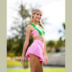 The Match Point Top - Green/Pink