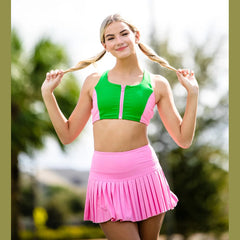 The Match Point Top - Green/Pink